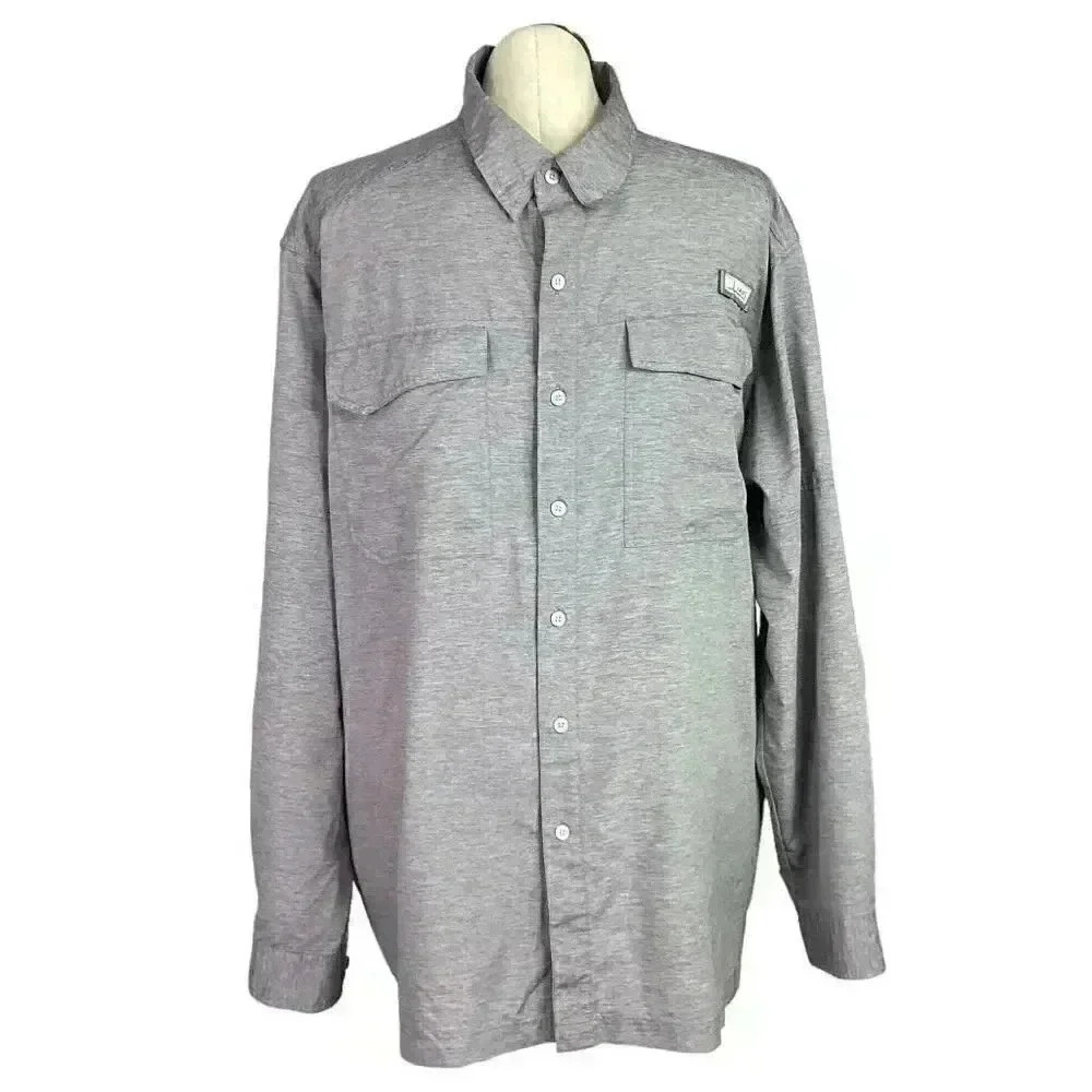HABIT Mens 2XL Long Sleeve River Shirt Gray Solar-Factor UPF 40 Fishing